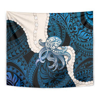 Blue Galaxy Polynesia Tribal Octopus Tattoo Tapestry Pikake Lei Polynesian Pattern