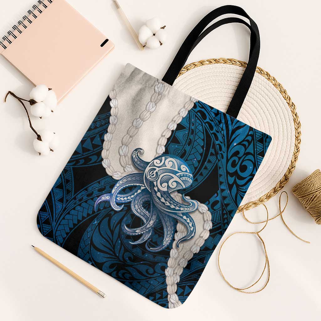Blue Galaxy Polynesia Tribal Octopus Tattoo Tote Bag Pikake Lei Polynesian Pattern LT14 Black Strap One Size Blue - Polynesian Pride