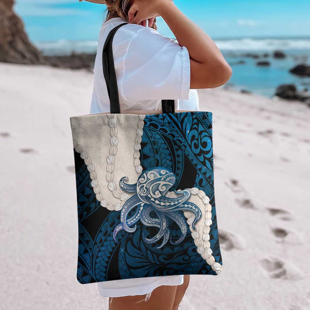 Blue Galaxy Polynesia Tribal Octopus Tattoo Tote Bag Pikake Lei Polynesian Pattern LT14 - Polynesian Pride