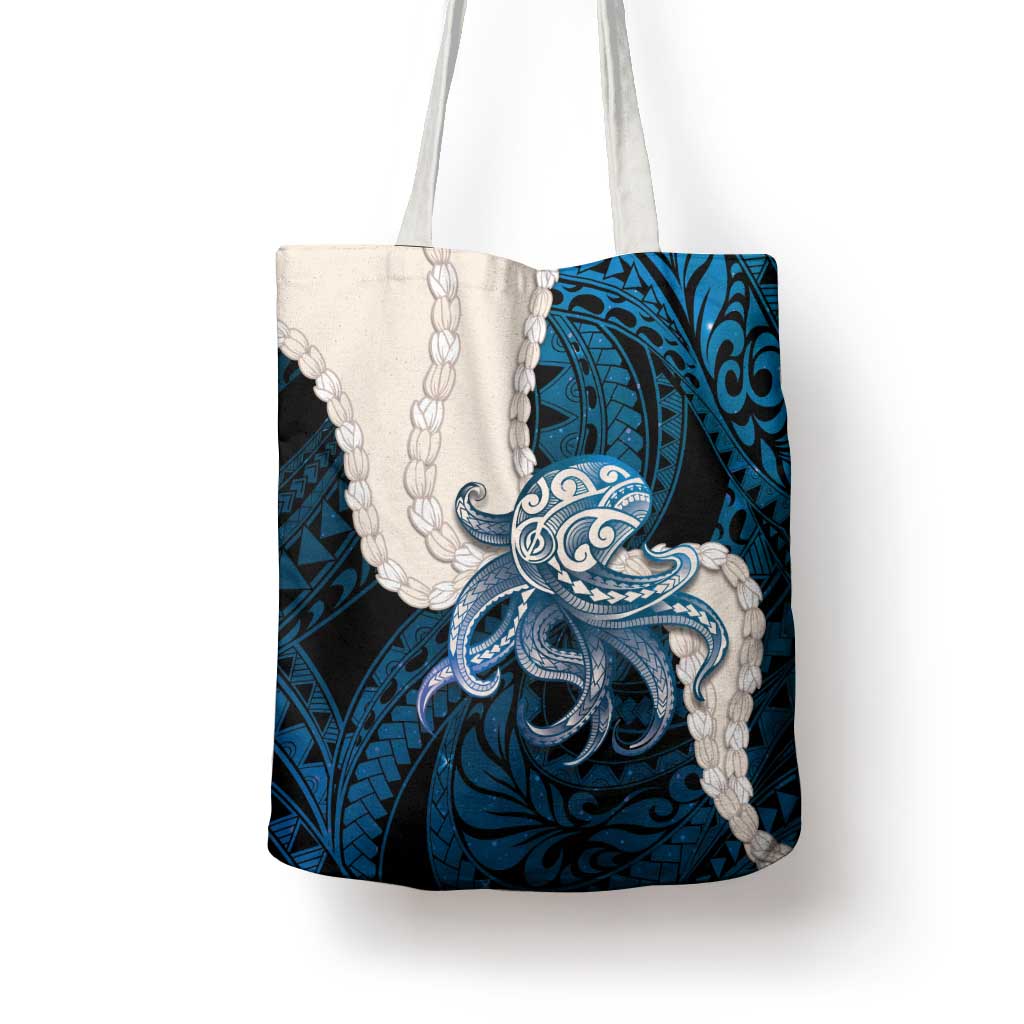Blue Galaxy Polynesia Tribal Octopus Tattoo Tote Bag Pikake Lei Polynesian Pattern LT14 - Polynesian Pride