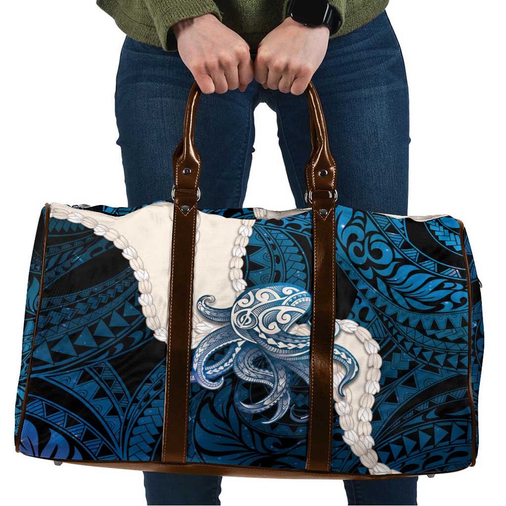 Blue Galaxy Polynesia Tribal Octopus Tattoo Travel Bag Pikake Lei Polynesian Pattern