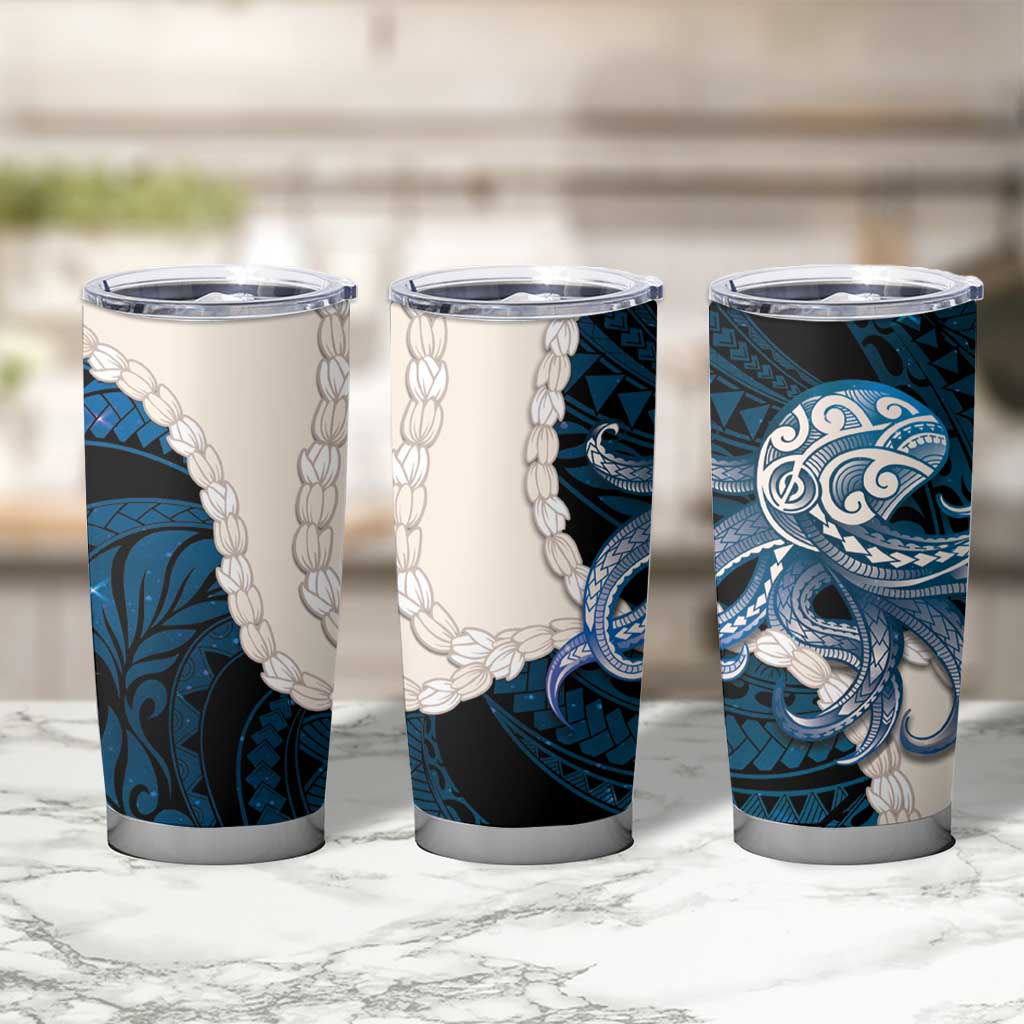 Blue Galaxy Polynesia Tribal Octopus Tattoo Tumbler Cup Pikake Lei Polynesian Pattern LT14 - Polynesian Pride