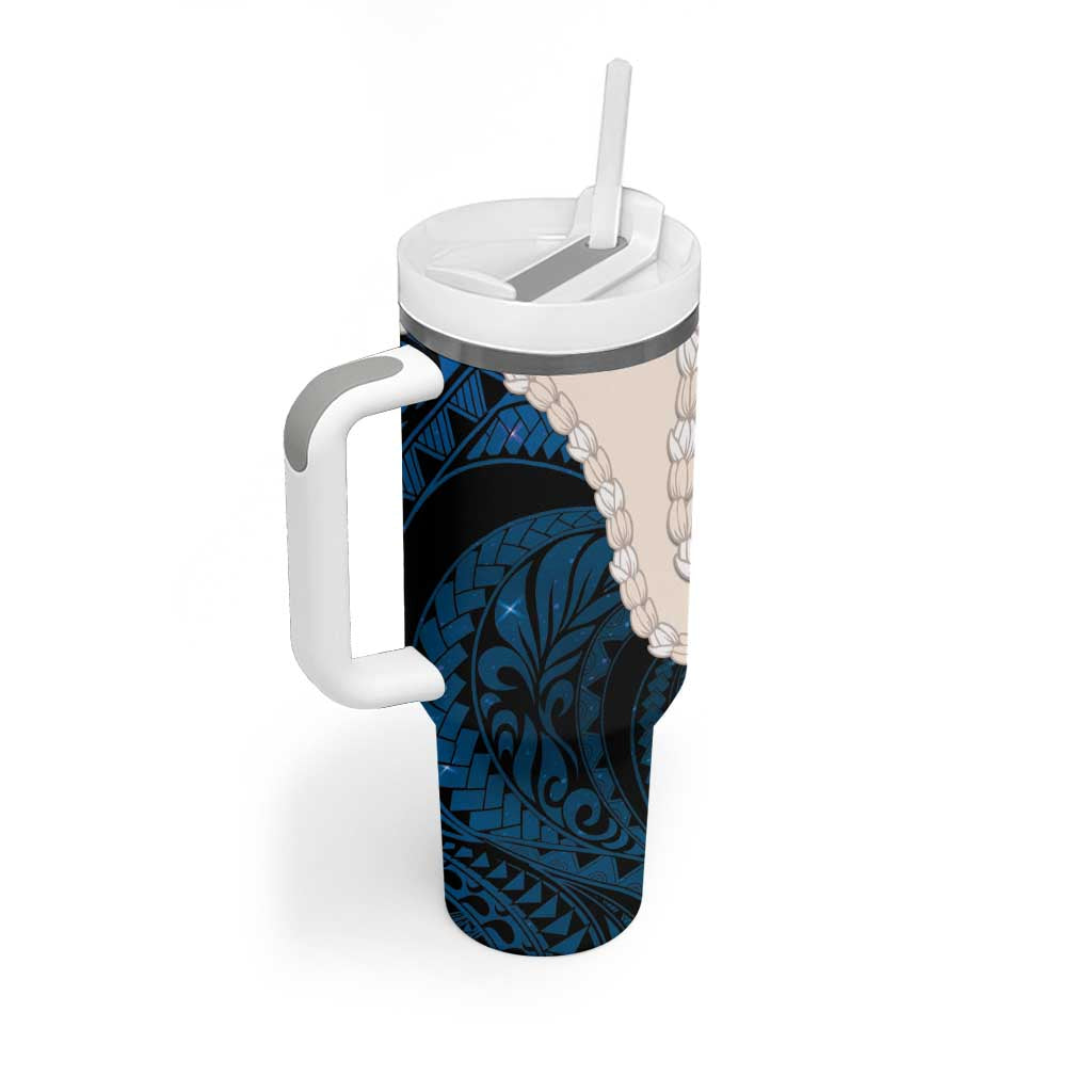Blue Galaxy Polynesia Tribal Octopus Tattoo Tumbler With Handle Pikake Lei Polynesian Pattern LT14 - Polynesian Pride