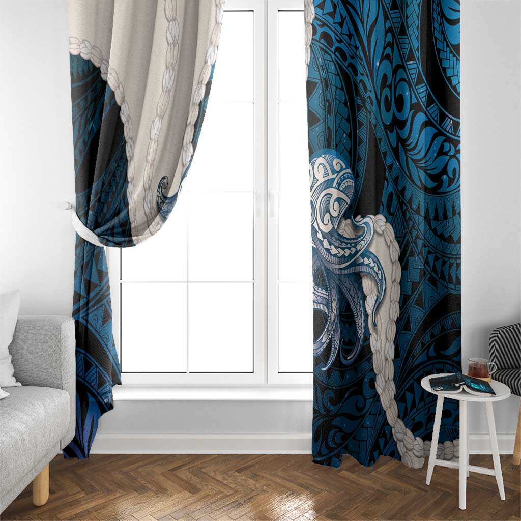 Blue Galaxy Polynesia Tribal Octopus Tattoo Window Curtain Pikake Lei Polynesian Pattern LT14 - Polynesian Pride