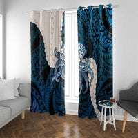 Blue Galaxy Polynesia Tribal Octopus Tattoo Window Curtain Pikake Lei Polynesian Pattern LT14 With Grommets Blue - Polynesian Pride