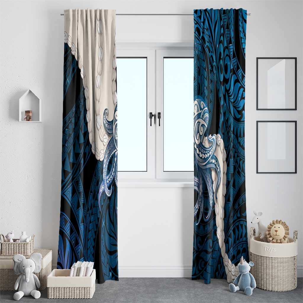 Blue Galaxy Polynesia Tribal Octopus Tattoo Window Curtain Pikake Lei Polynesian Pattern LT14 - Polynesian Pride