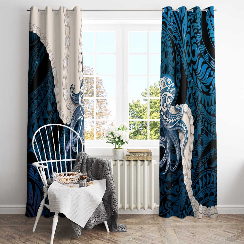 Blue Galaxy Polynesia Tribal Octopus Tattoo Window Curtain Pikake Lei Polynesian Pattern LT14 - Polynesian Pride