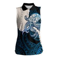 Blue Galaxy Polynesia Tribal Octopus Tattoo Women Sleeveless Polo Shirt Pikake Lei Polynesian Pattern LT14 Female Blue - Polynesian Pride