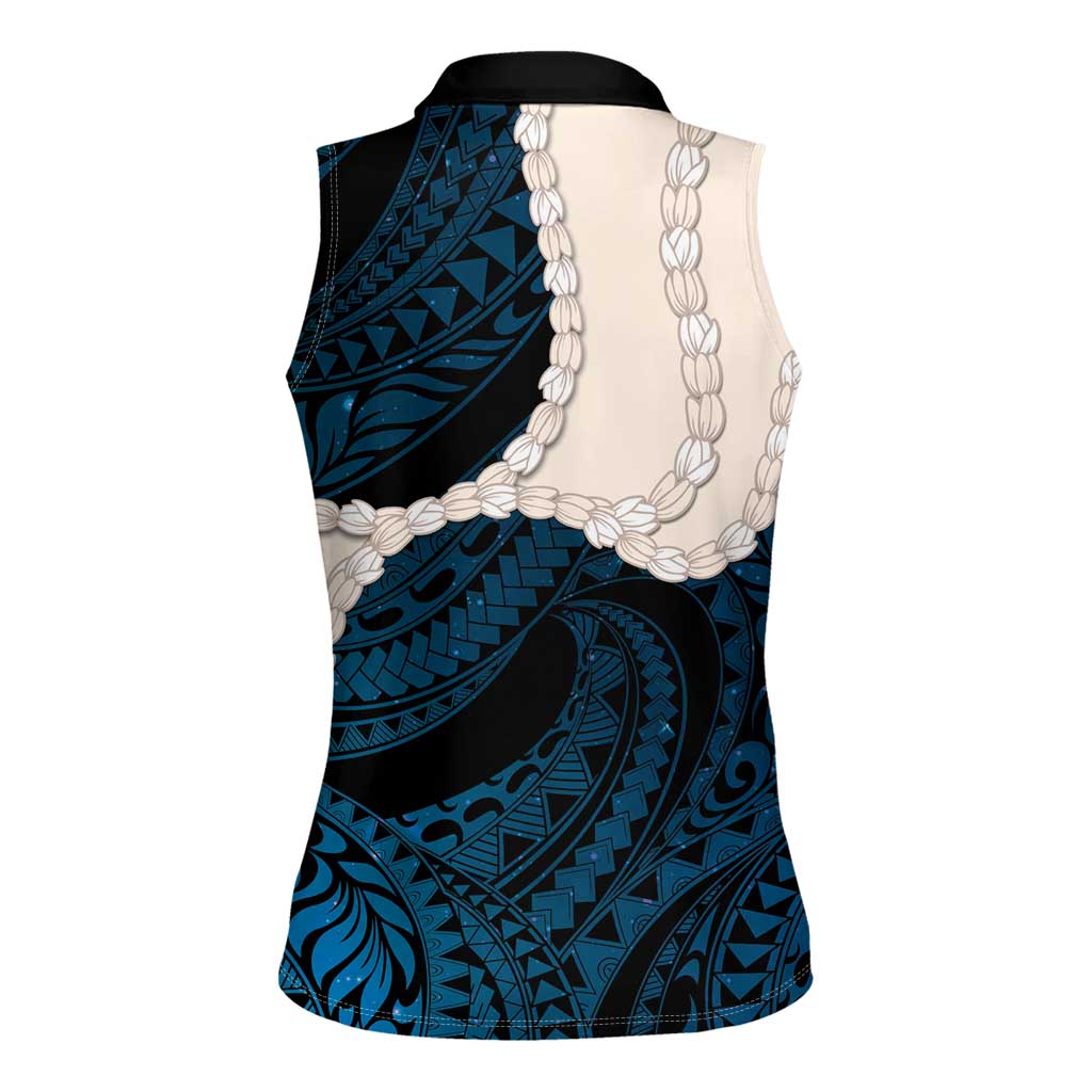 Blue Galaxy Polynesia Tribal Octopus Tattoo Women Sleeveless Polo Shirt Pikake Lei Polynesian Pattern LT14 - Polynesian Pride