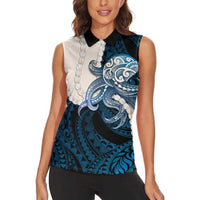 Blue Galaxy Polynesia Tribal Octopus Tattoo Women Sleeveless Polo Shirt Pikake Lei Polynesian Pattern LT14 - Polynesian Pride
