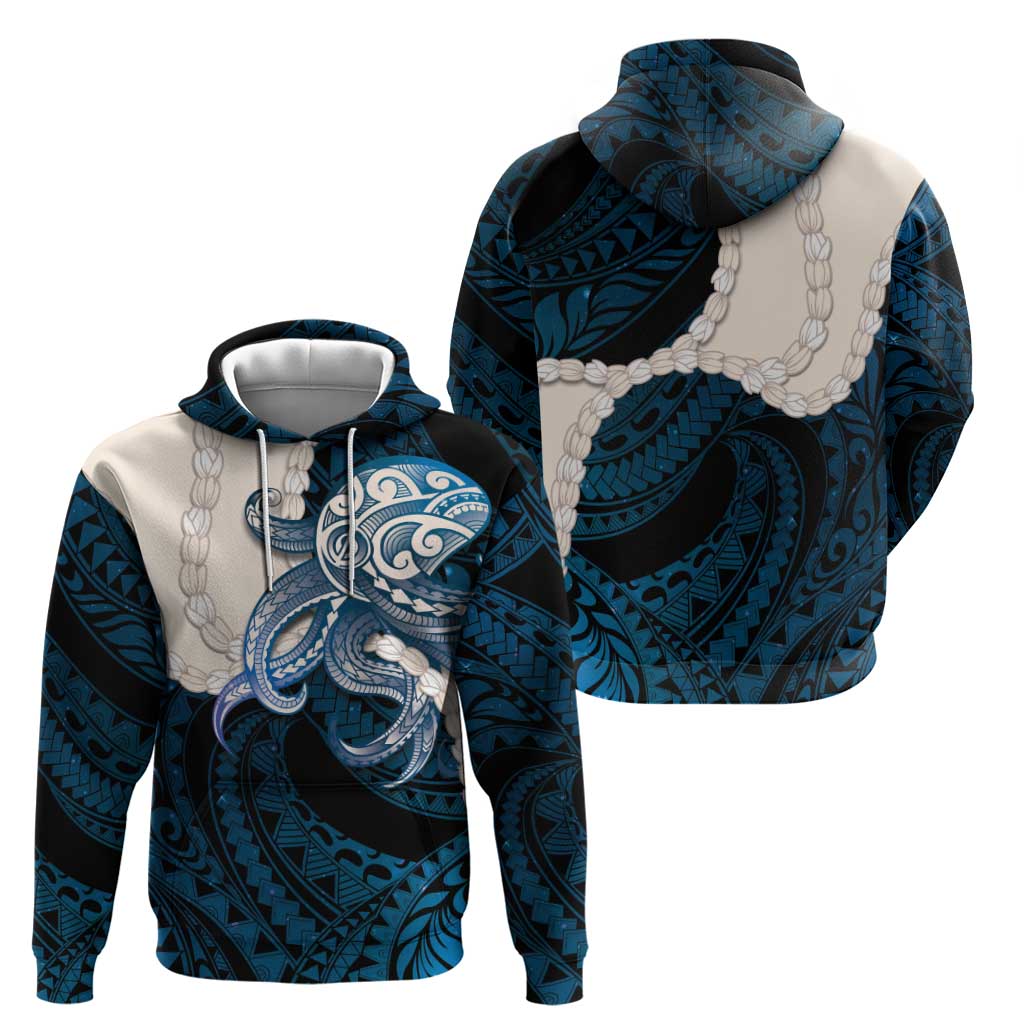 Blue Galaxy Polynesia Tribal Octopus Tattoo Zip Hoodie Pikake Lei Polynesian Pattern LT14 - Polynesian Pride