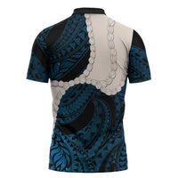 Blue Galaxy Polynesia Tribal Octopus Tattoo Zipper Polo Shirt Pikake Lei Polynesian Pattern LT14 - Polynesian Pride