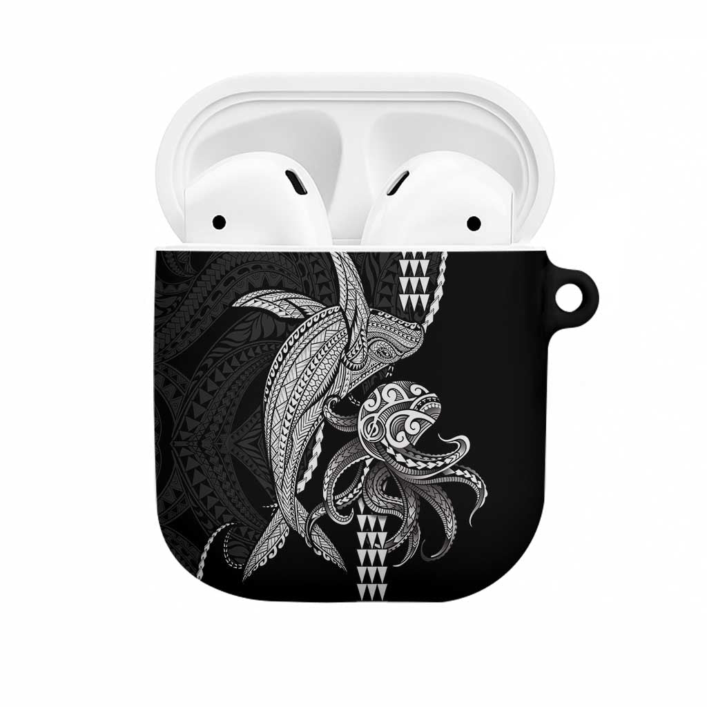 Kanaloa Aloha Hawaii AirPods Case Humpback Whale Octopus Tattoo Kakau Pattern LT14 Black - Polynesian Pride