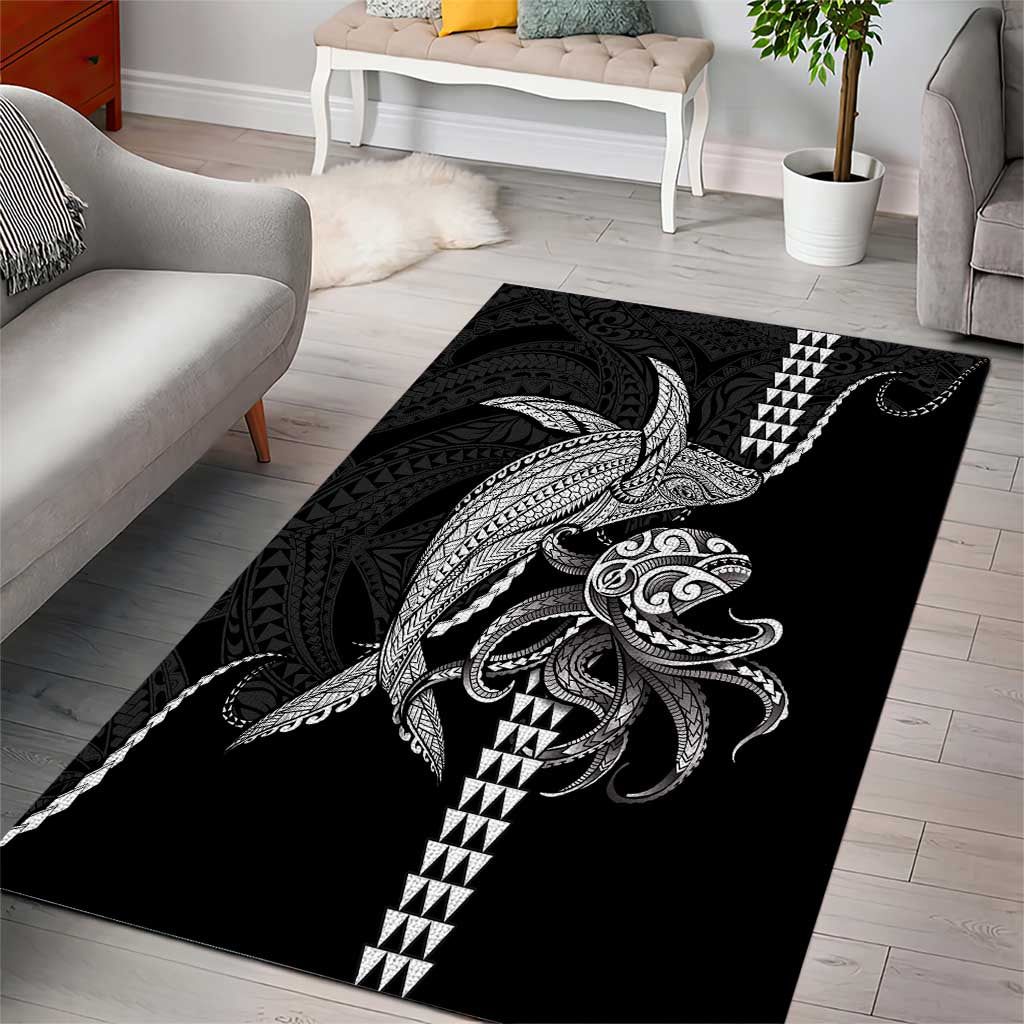 Kanaloa Aloha Hawaii Area Rug Humpback Whale Octopus Tattoo Kakau Pattern LT14 - Polynesian Pride