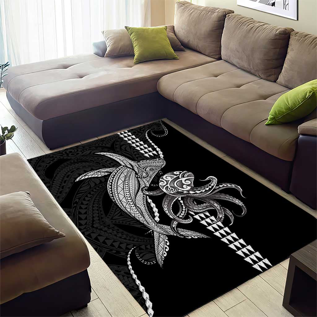 Kanaloa Aloha Hawaii Area Rug Humpback Whale Octopus Tattoo Kakau Pattern LT14 - Polynesian Pride