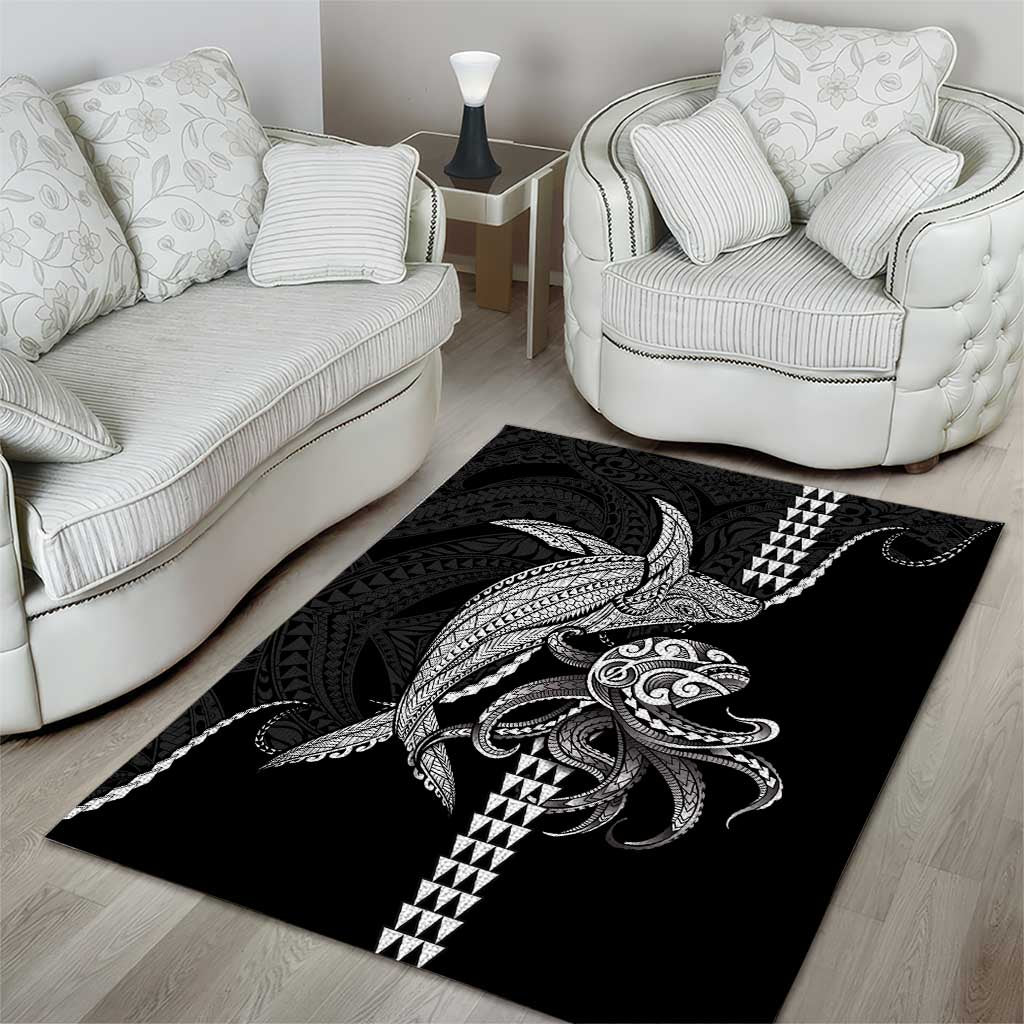 Kanaloa Aloha Hawaii Area Rug Humpback Whale Octopus Tattoo Kakau Pattern LT14 - Polynesian Pride