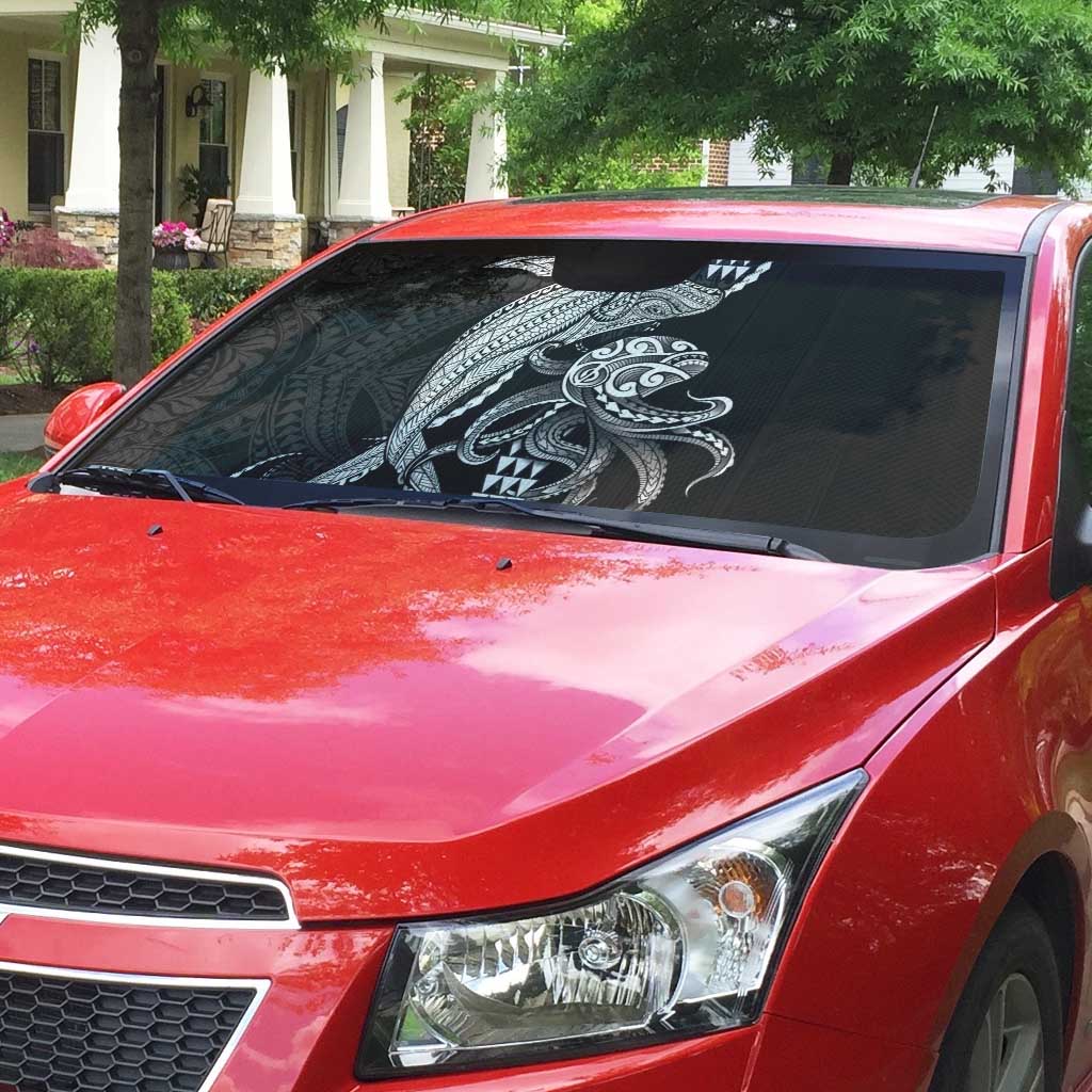 Kanaloa Aloha Hawaii Auto Sun Shade Humpback Whale Octopus Tattoo Kakau Pattern LT14 - Polynesian Pride