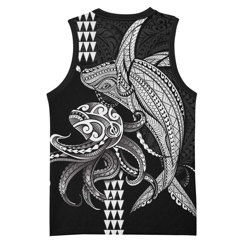 Kanaloa Aloha Hawaii Basketball Jersey Humpback Whale Octopus Tattoo Kakau Pattern LT14 - Polynesian Pride