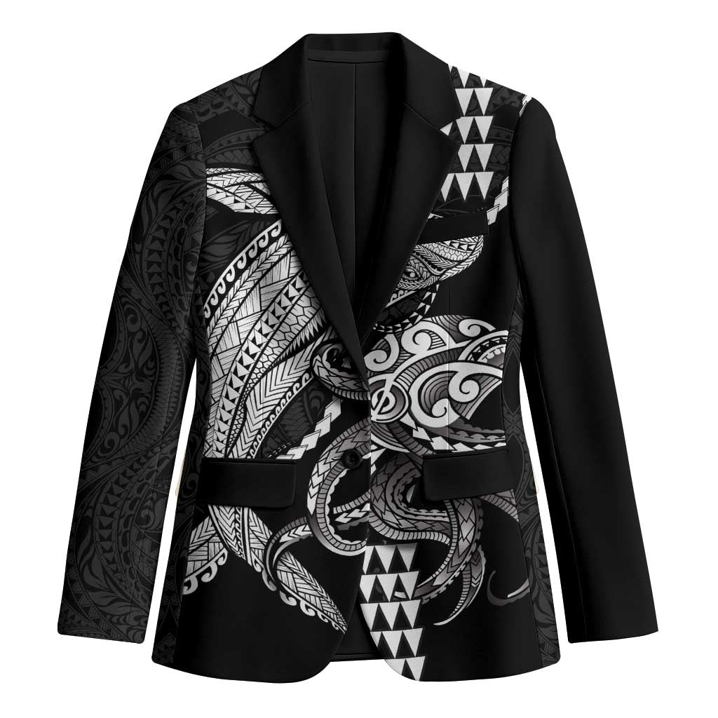 Kanaloa Aloha Hawaii Blazer Humpback Whale Octopus Tattoo Kakau Pattern LT14 Unisex Black - Polynesian Pride