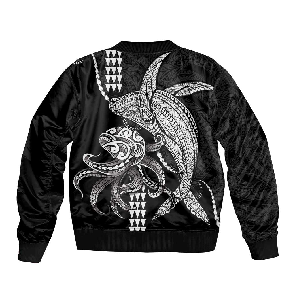 Kanaloa Aloha Hawaii Bomber Jacket Humpback Whale Octopus Tattoo Kakau Pattern LT14 - Polynesian Pride