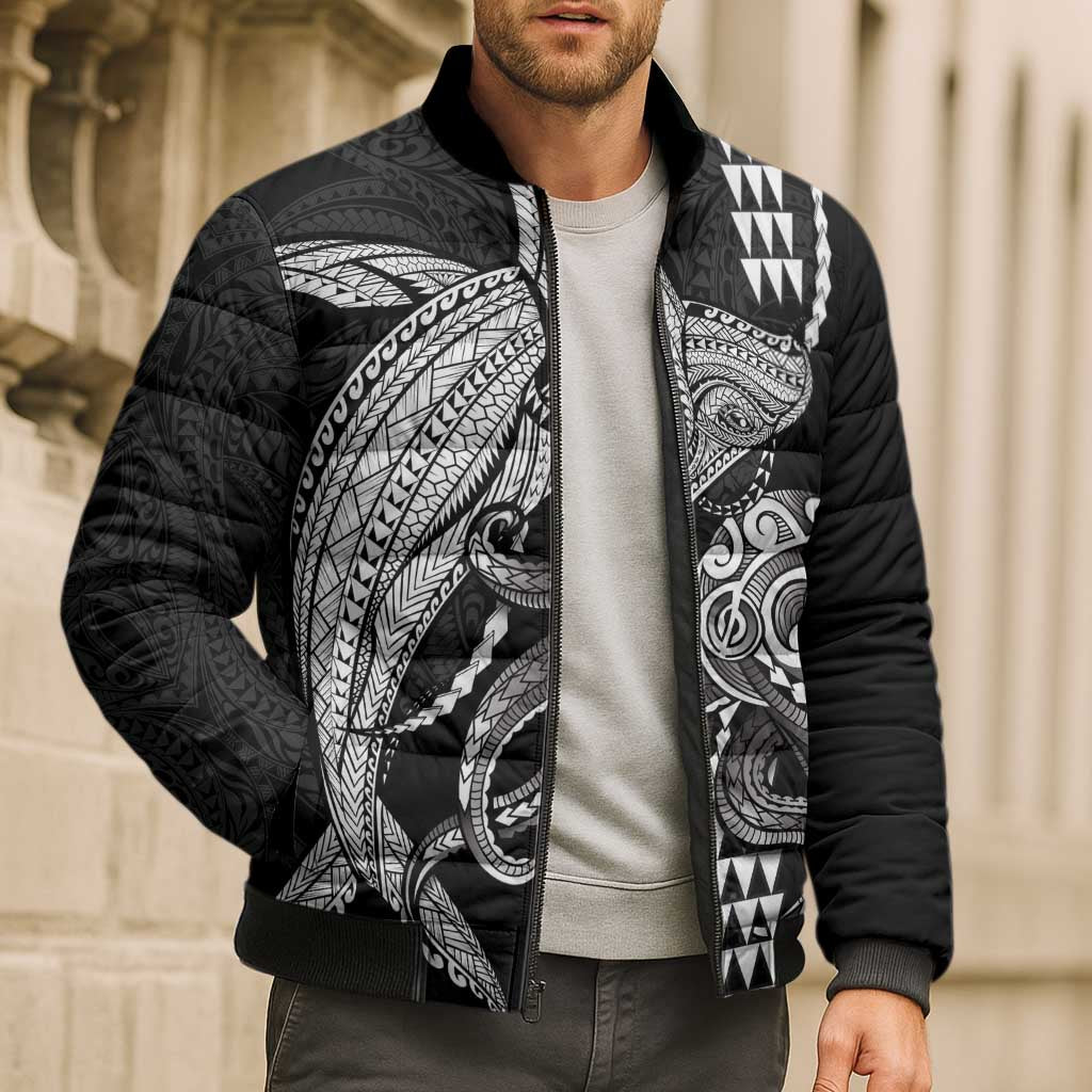 Kanaloa Aloha Hawaii Bomber Puffer Jacket Humpback Whale Octopus Tattoo Kakau Pattern LT14 - Polynesian Pride