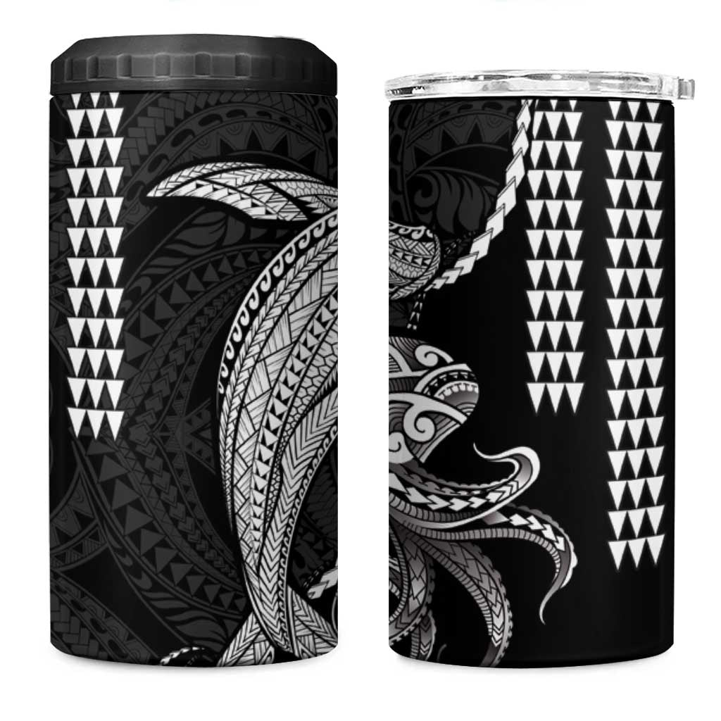 Kanaloa Aloha Hawaii 4 in 1 Can Cooler Tumbler Humpback Whale Octopus Tattoo Kakau Pattern LT14 One Size: 16 oz Black - Polynesian Pride