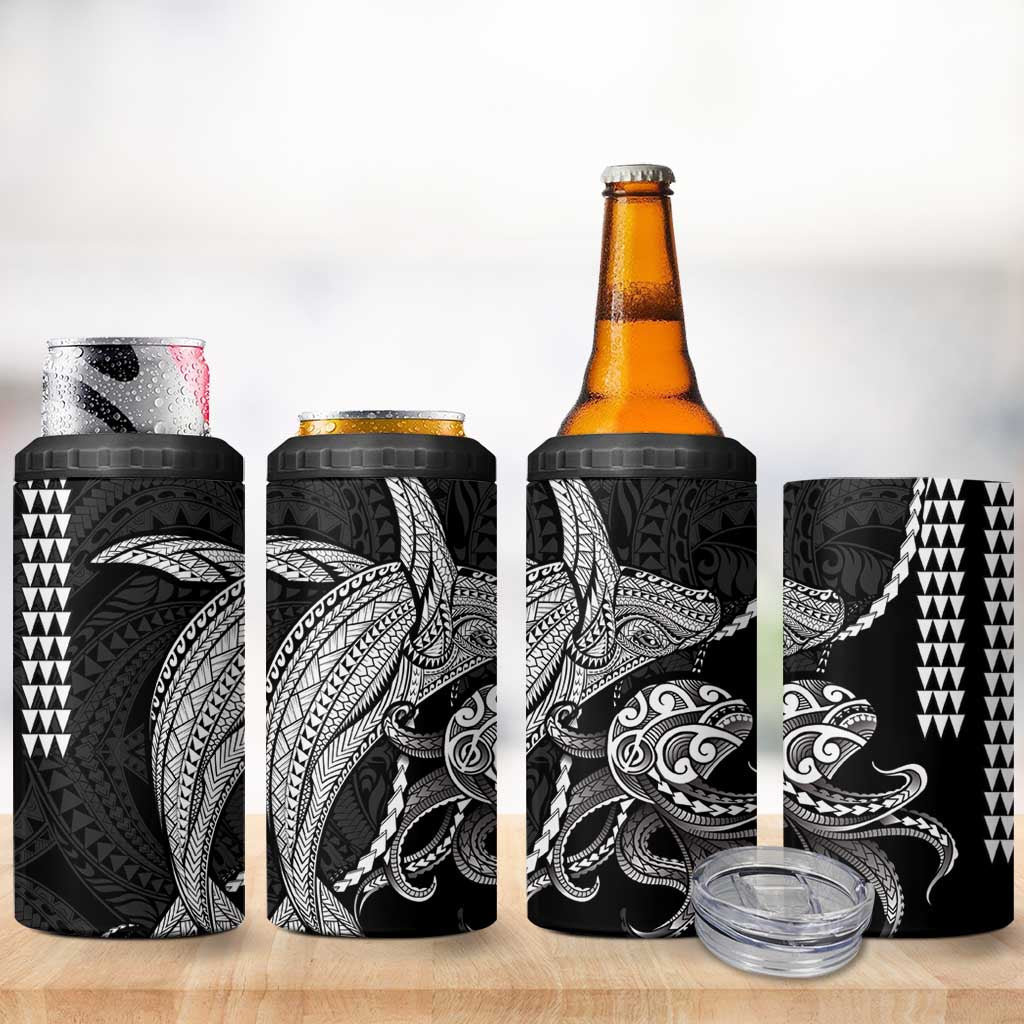 Kanaloa Aloha Hawaii 4 in 1 Can Cooler Tumbler Humpback Whale Octopus Tattoo Kakau Pattern LT14 - Polynesian Pride