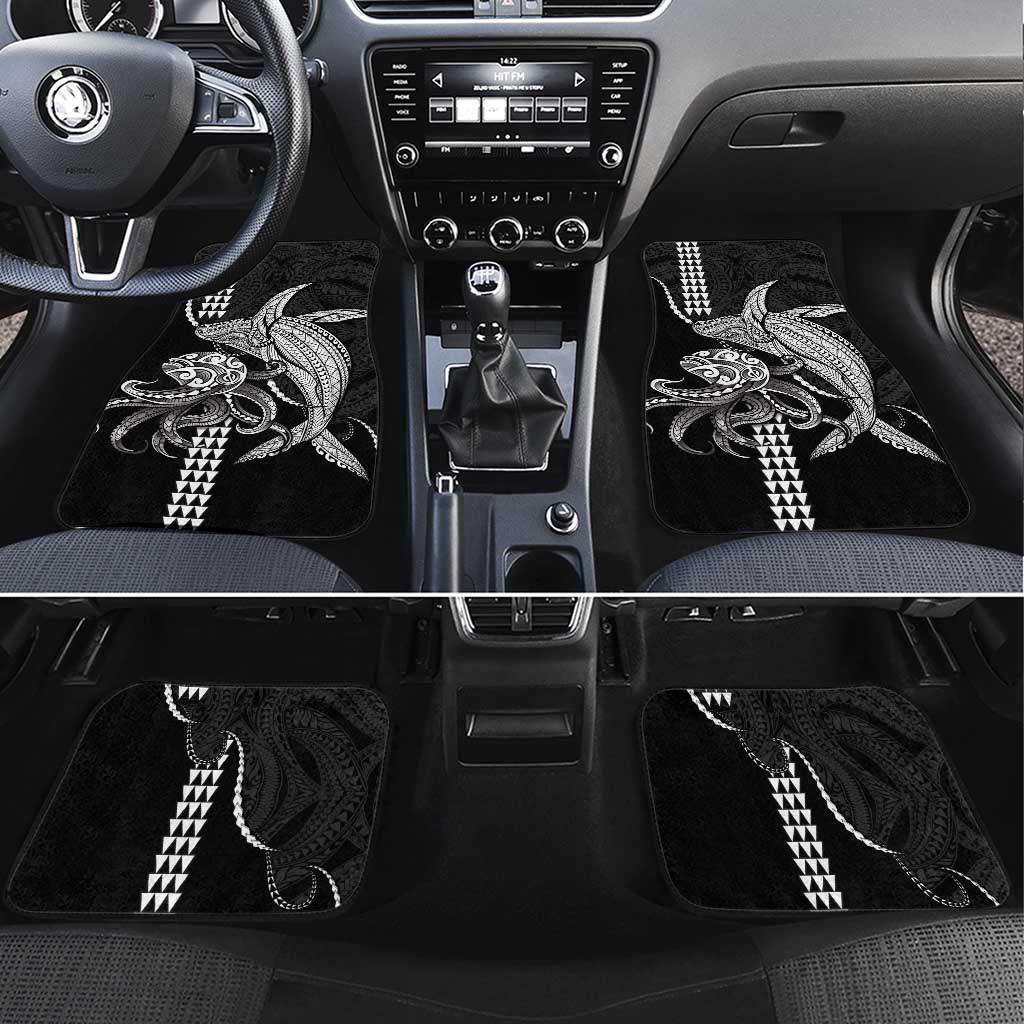 Kanaloa Aloha Hawaii Car Mats Humpback Whale Octopus Tattoo Kakau Pattern LT14 Set 4pcs Black - Polynesian Pride