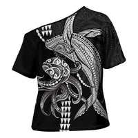 Kanaloa Aloha Hawaii Cross Shoulder Shirt Humpback Whale Octopus Tattoo Kakau Pattern LT14 - Polynesian Pride