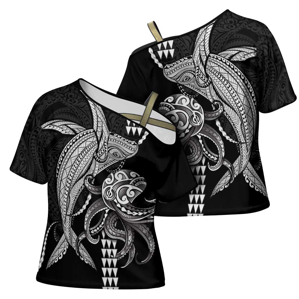 Kanaloa Aloha Hawaii Cross Shoulder Shirt Humpback Whale Octopus Tattoo Kakau Pattern LT14 - Polynesian Pride