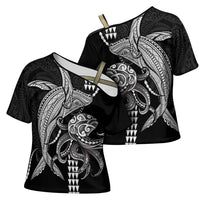 Kanaloa Aloha Hawaii Cross Shoulder Shirt Humpback Whale Octopus Tattoo Kakau Pattern LT14 - Polynesian Pride