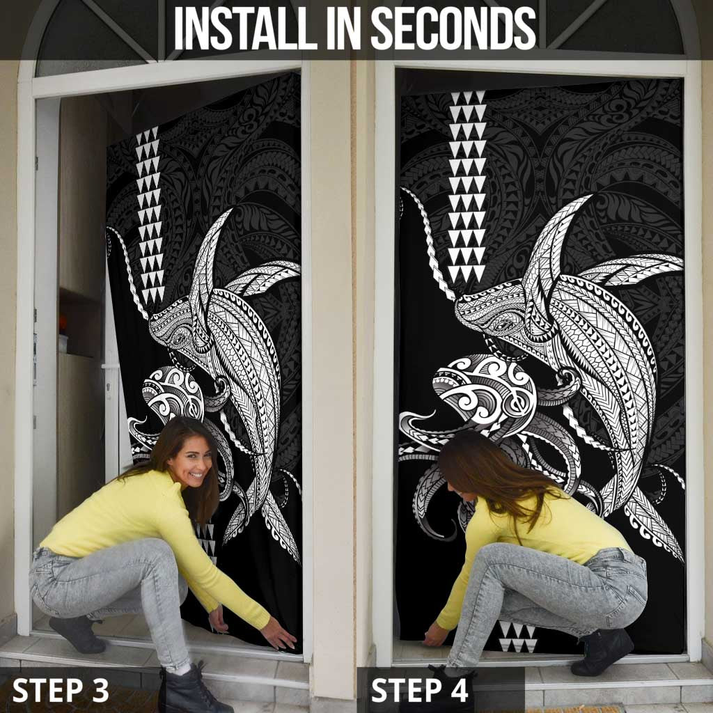 Kanaloa Aloha Hawaii Door Cover Humpback Whale Octopus Tattoo Kakau Pattern LT14 - Polynesian Pride