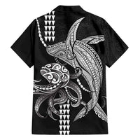 Kanaloa Aloha Hawaii Family Matching Off Shoulder Maxi Dress and Hawaiian Shirt Humpback Whale Octopus Tattoo Kakau Pattern