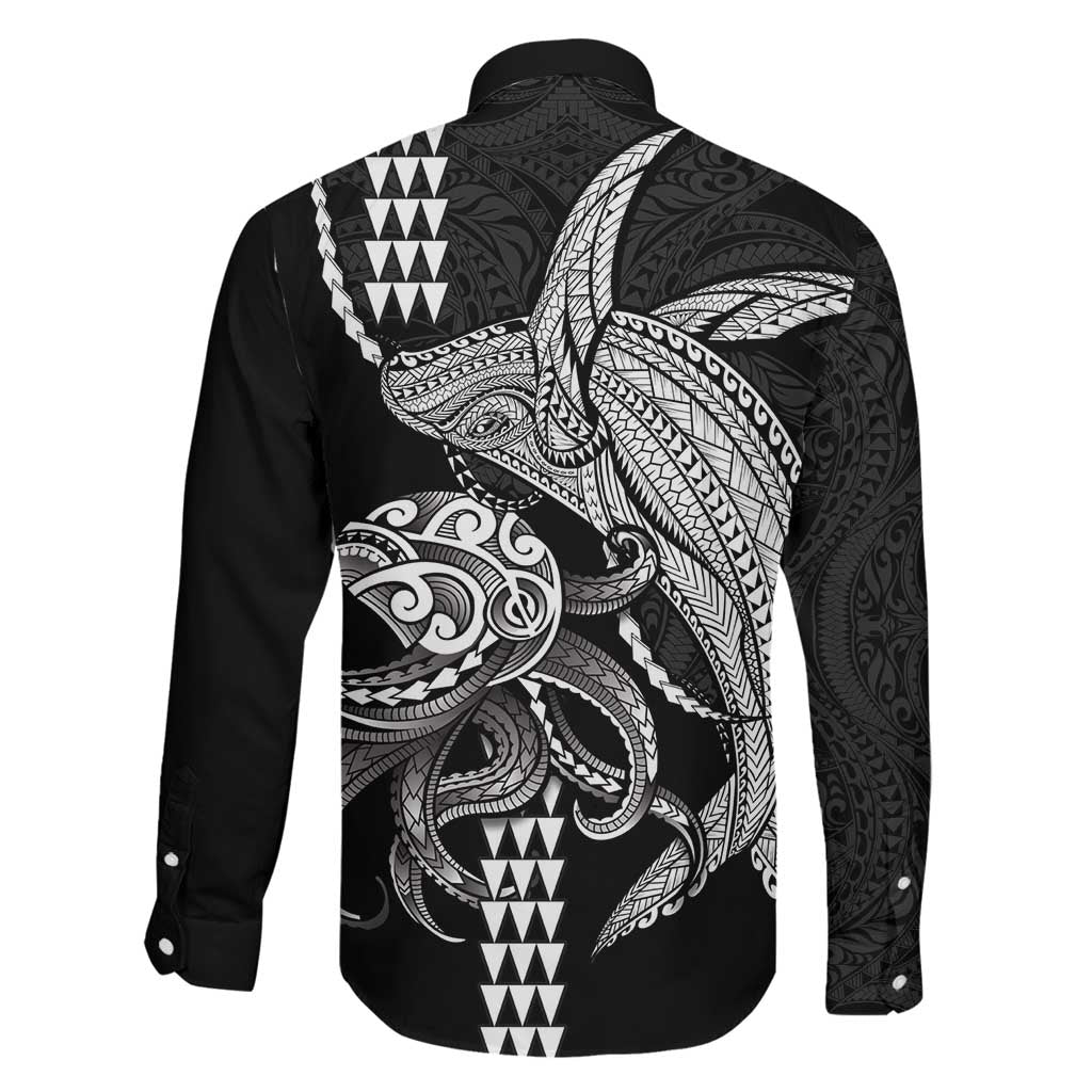 Kanaloa Aloha Hawaii Family Matching Off Shoulder Short Dress and Hawaiian Shirt Humpback Whale Octopus Tattoo Kakau Pattern