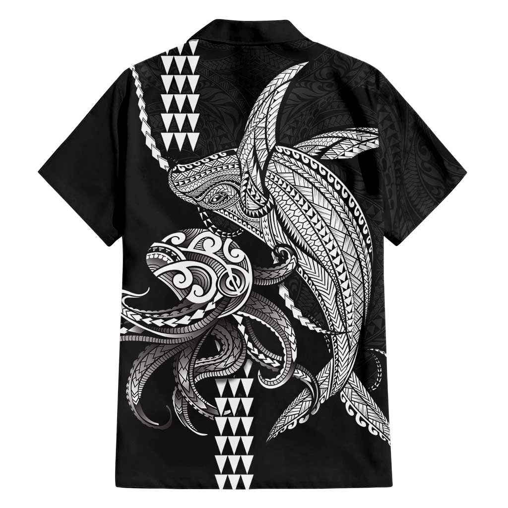 Kanaloa Aloha Hawaii Family Matching Summer Maxi Dress and Hawaiian Shirt Humpback Whale Octopus Tattoo Kakau Pattern