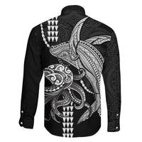 Kanaloa Aloha Hawaii Family Matching Summer Maxi Dress and Hawaiian Shirt Humpback Whale Octopus Tattoo Kakau Pattern