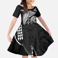 Kanaloa Aloha Hawaii Family Matching Tank Maxi Dress and Hawaiian Shirt Humpback Whale Octopus Tattoo Kakau Pattern