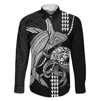 Kanaloa Aloha Hawaii Family Matching Tank Maxi Dress and Hawaiian Shirt Humpback Whale Octopus Tattoo Kakau Pattern