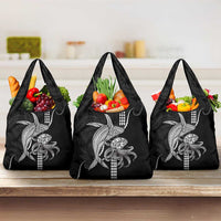 Kanaloa Aloha Hawaii Grocery Bag Humpback Whale Octopus Tattoo Kakau Pattern LT14 3-pack One Size Black - Polynesian Pride