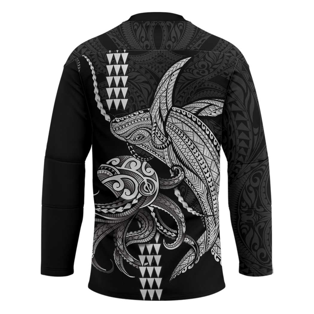 Kanaloa Aloha Hawaii Hockey Jersey Humpback Whale Octopus Tattoo Kakau Pattern LT14 - Polynesian Pride