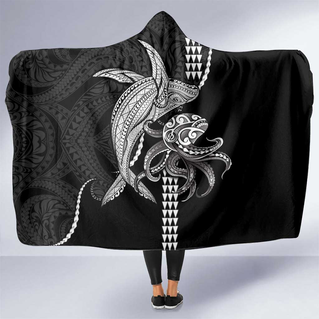 Kanaloa Aloha Hawaii Hooded Blanket Humpback Whale Octopus Tattoo Kakau Pattern