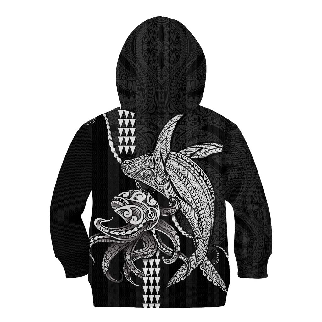 Kanaloa Aloha Hawaii Kid Hoodie Humpback Whale Octopus Tattoo Kakau Pattern LT14 - Polynesian Pride