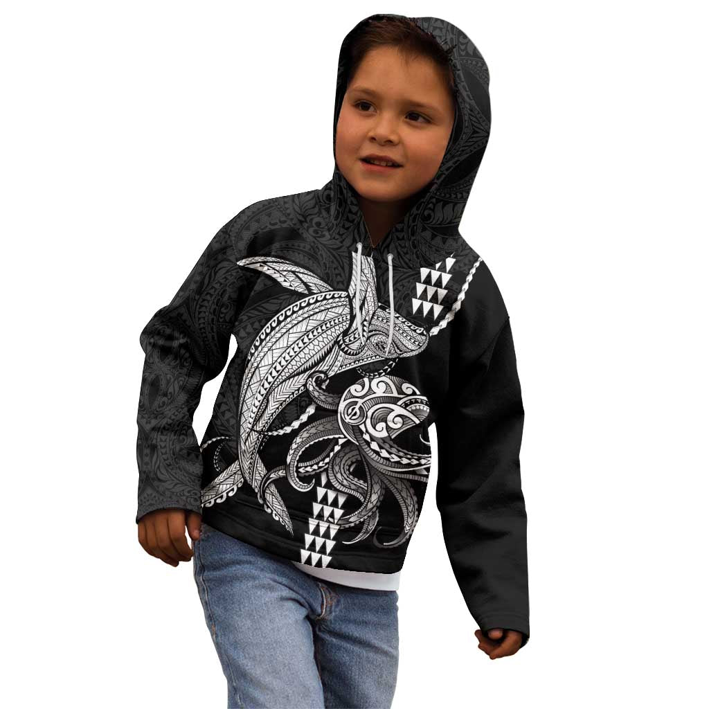 Kanaloa Aloha Hawaii Kid Hoodie Humpback Whale Octopus Tattoo Kakau Pattern LT14 - Polynesian Pride