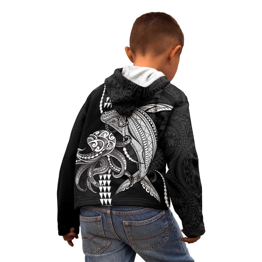 Kanaloa Aloha Hawaii Kid Hoodie Humpback Whale Octopus Tattoo Kakau Pattern LT14 - Polynesian Pride