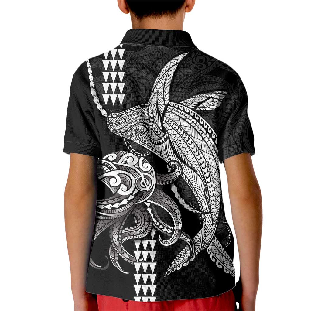 Kanaloa Aloha Hawaii Kid Polo Shirt Humpback Whale Octopus Tattoo Kakau Pattern LT14 - Polynesian Pride