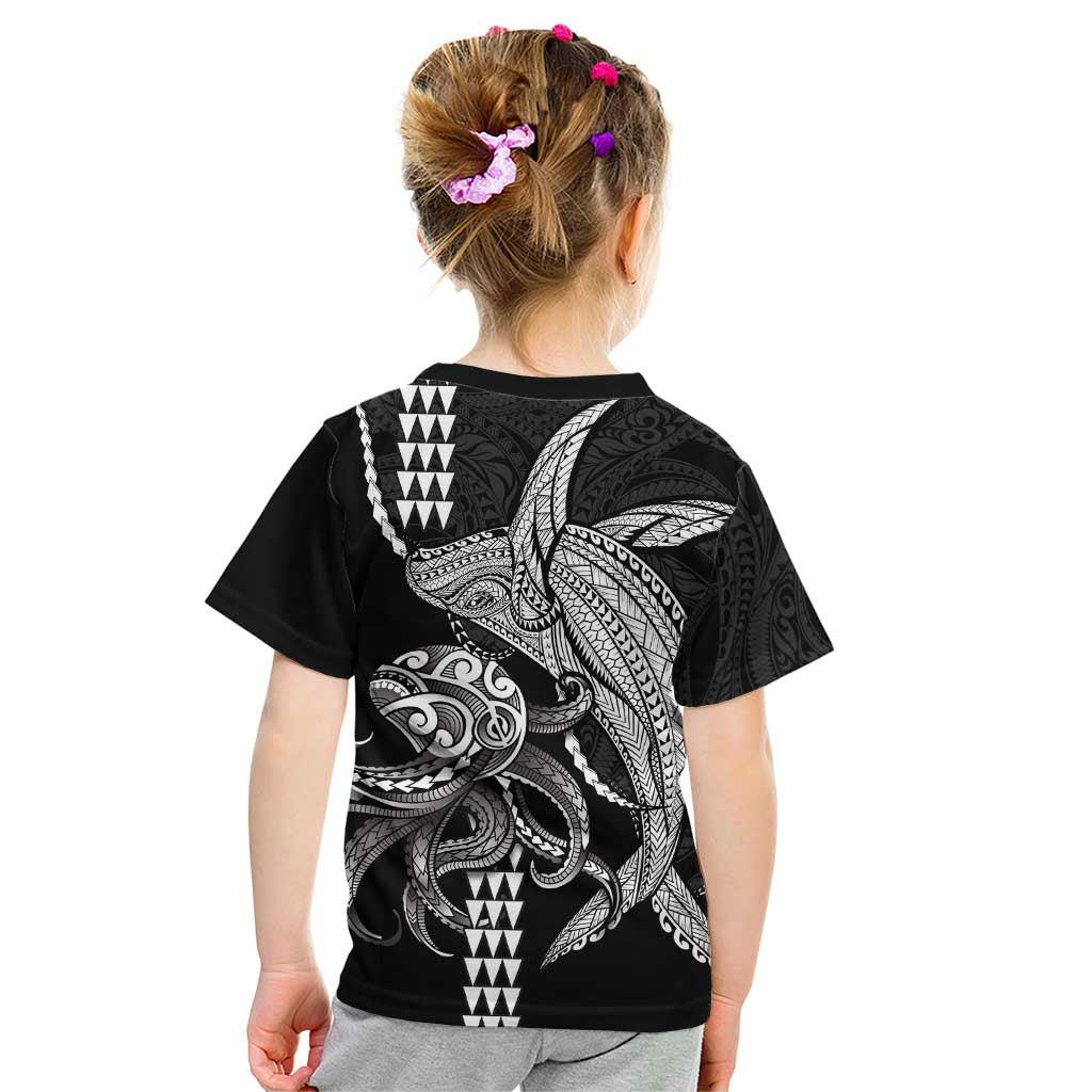 Kanaloa Aloha Hawaii Kid T Shirt Humpback Whale Octopus Tattoo Kakau Pattern LT14 - Polynesian Pride