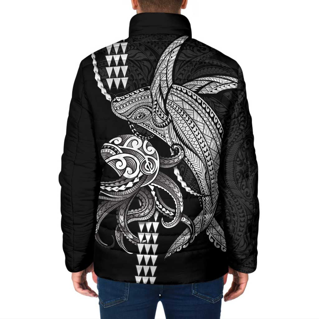Kanaloa Aloha Hawaii Padded Jacket Humpback Whale Octopus Tattoo Kakau Pattern LT14 - Polynesian Pride