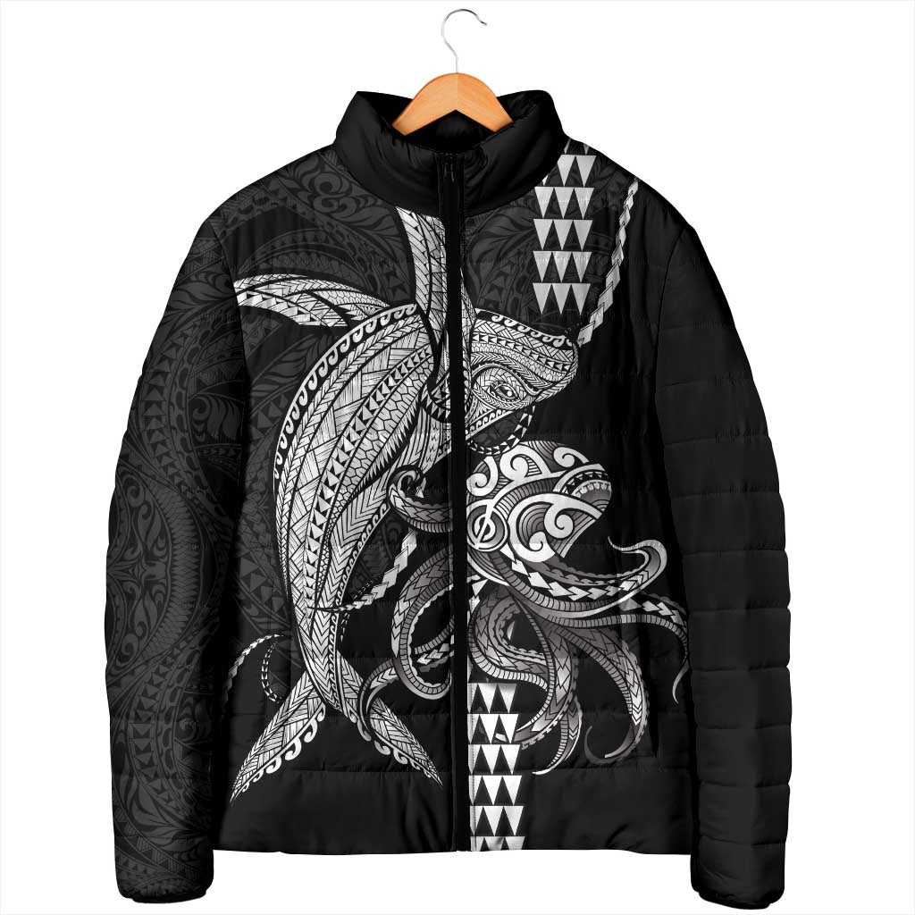 Kanaloa Aloha Hawaii Padded Jacket Humpback Whale Octopus Tattoo Kakau Pattern LT14 - Polynesian Pride