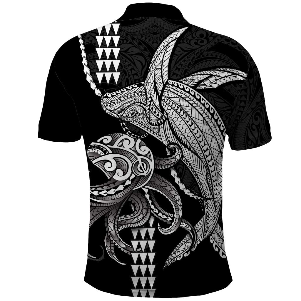 Kanaloa Aloha Hawaii Polo Shirt Humpback Whale Octopus Tattoo Kakau Pattern LT14 - Polynesian Pride