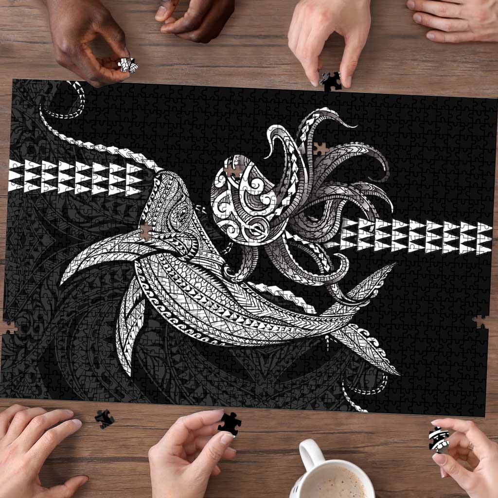 Kanaloa Aloha Hawaii Puzzle Humpback Whale Octopus Tattoo Kakau Pattern LT14 - Polynesian Pride